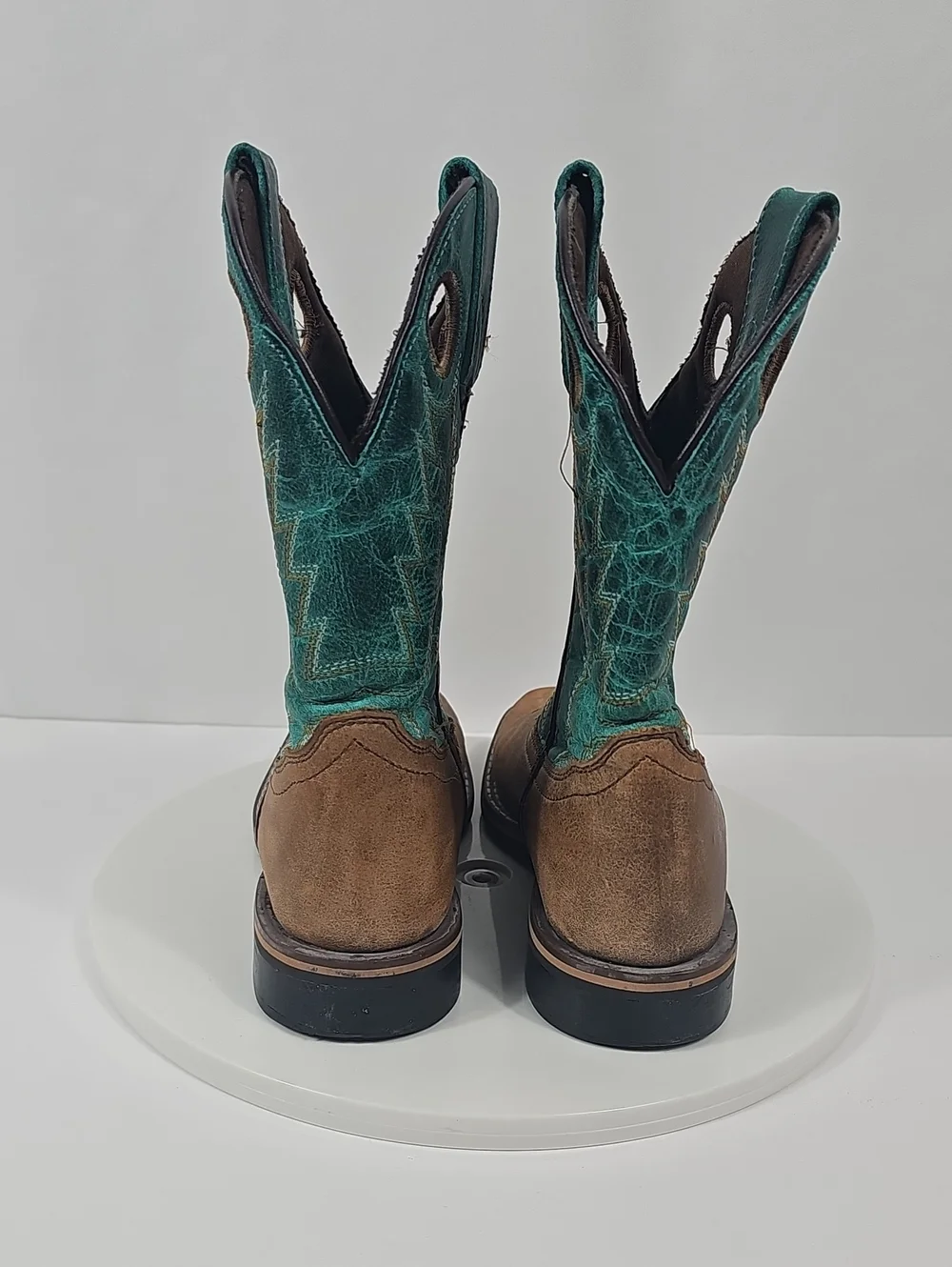 Smoky Mountain Jesse 3851C Kids 3R Brown Turquoise Leather Cowboy Boots Cowgirl